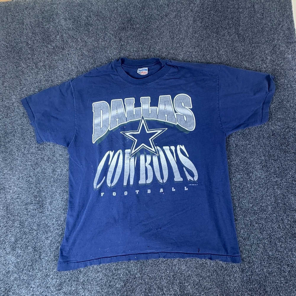 Vintage‎ Hanes NFL Dallas Cowboys Football Shirt Mens XL Blue Cotton Performance